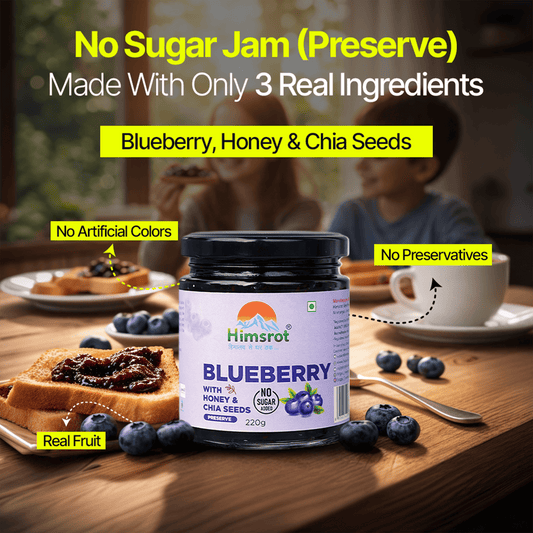 Himsrot Blueberry Jam (Preserve) with Honey & Chia Seeds | 220gm