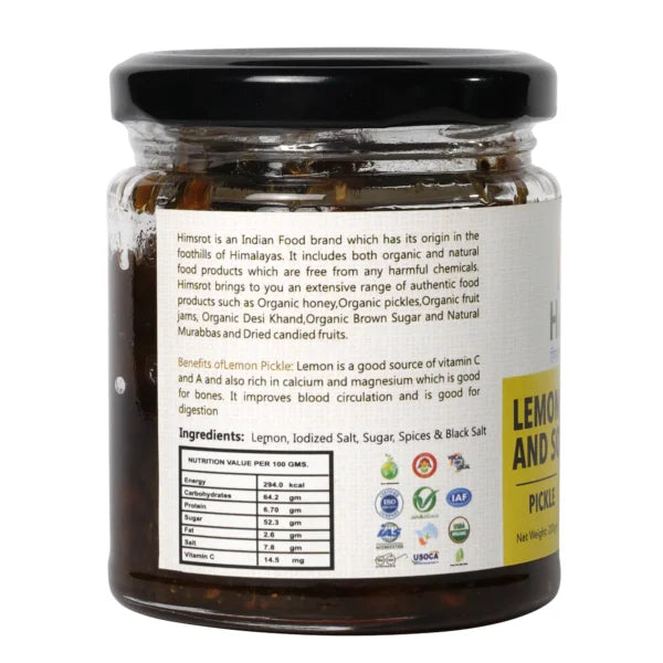 Himsrot Lemon Sweet & Sour Pickle Achar, 200g
