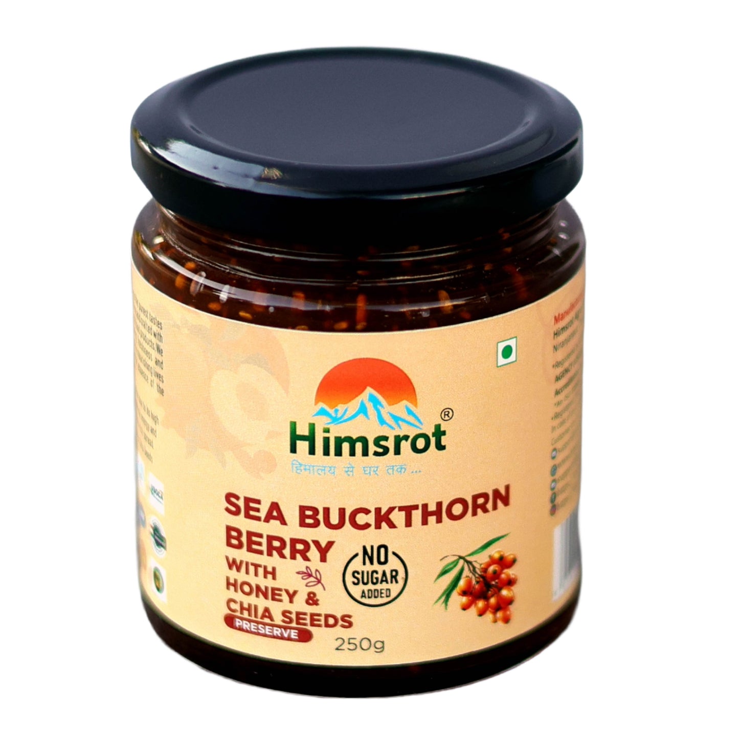 Himsrot Seabuckthorn Berry Jam (Preserve) With Honey & Chia Seeds | 250gm