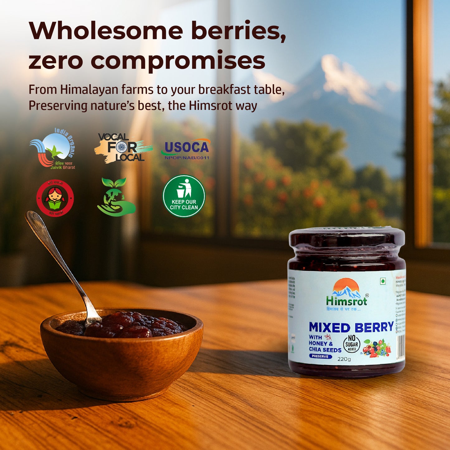 Himsrot Mixed Berry Preserve with Honey & Chia Seeds 250gm