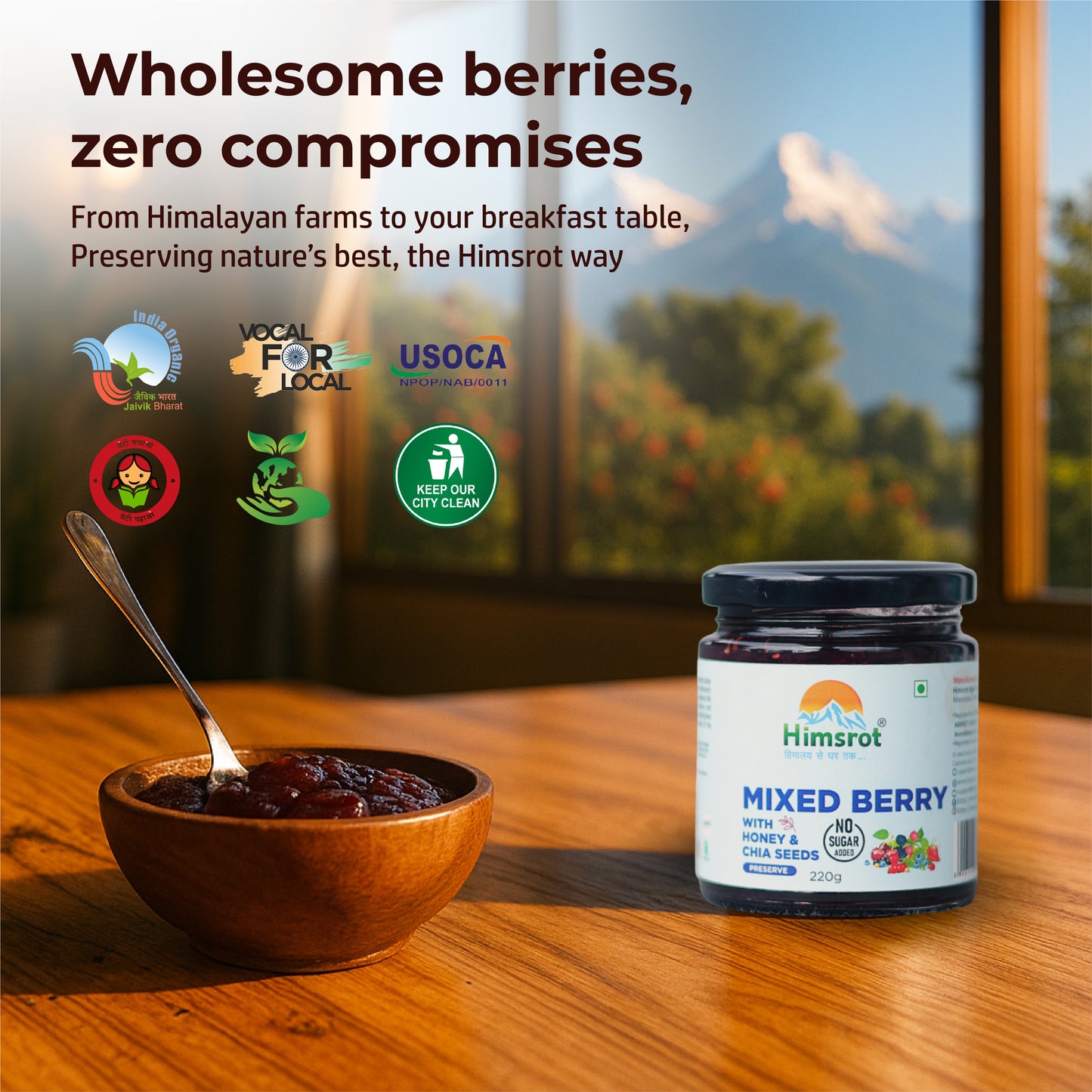 Himsrot Mixed Berry Preserve with Honey & Chia Seeds 250gm