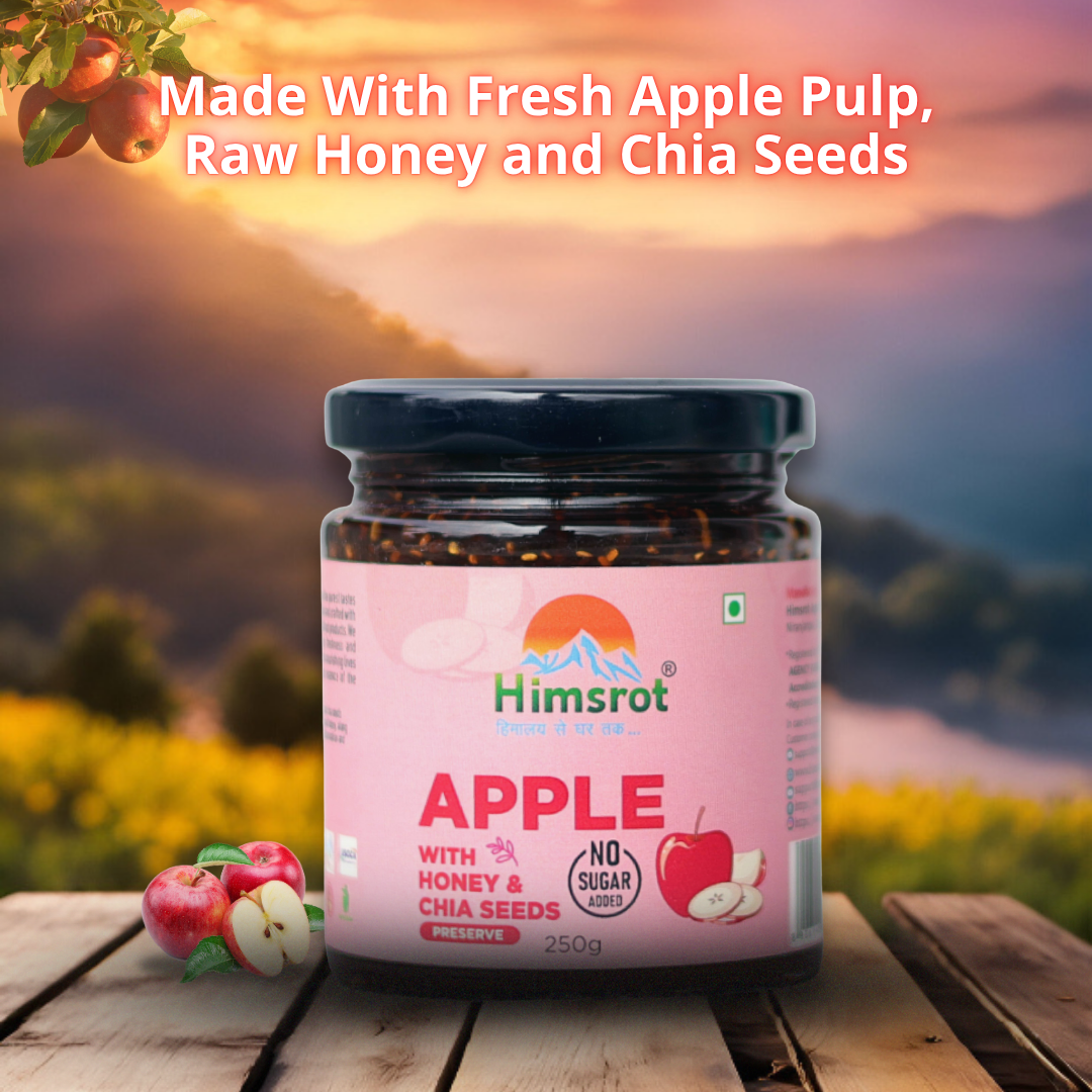 Himsrot Apple spread with mountain and sunset background