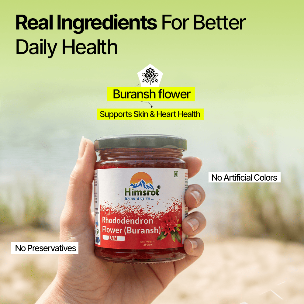 Pahadi Special Combo - Buransh Jam, Tulsi Honey, Mango Jam (Preserve), & Garlic Pickle