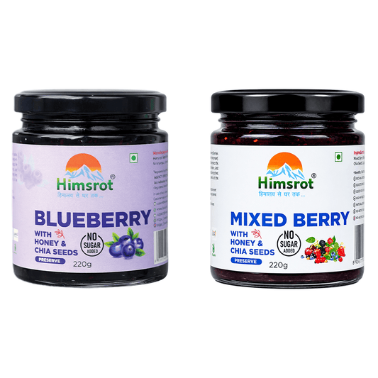 Blueberry + Mixed Berry Jams (Preserves) With Honey & Chia Seeds