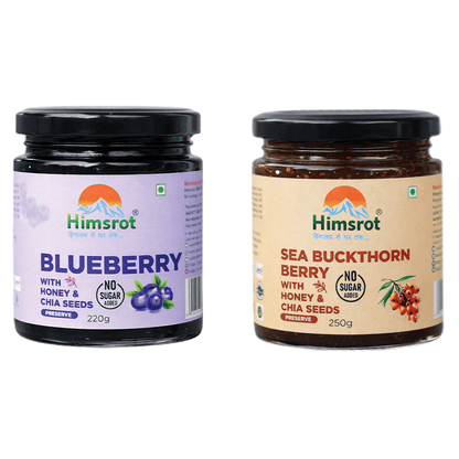 Blueberry + Seabuckthorn Jams (Preserves) With Honey & Chia Seeds