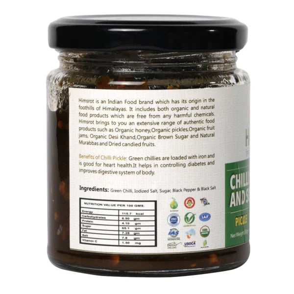 Himsrot Green Chilli Sweet & Sour Pickle Achar, 200g