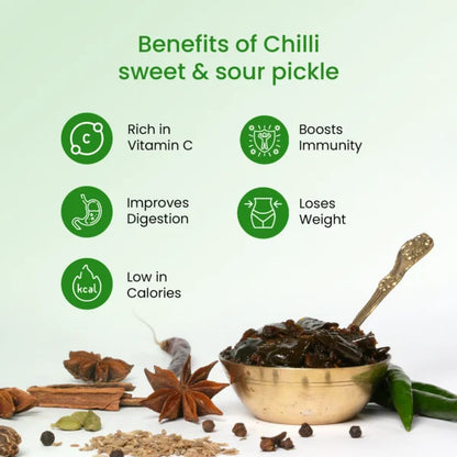 Himsrot Green Chilli Sweet & Sour Pickle Achar, 200g