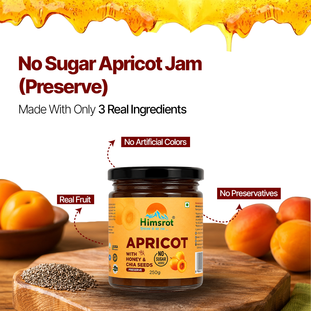 Himsrot Apricot Jam (Preserve) with Honey & Chia Seeds | 250gm