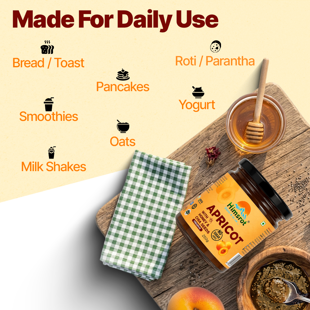 Himsrot Apricot Jam (Preserve) with Honey & Chia Seeds | 250gm