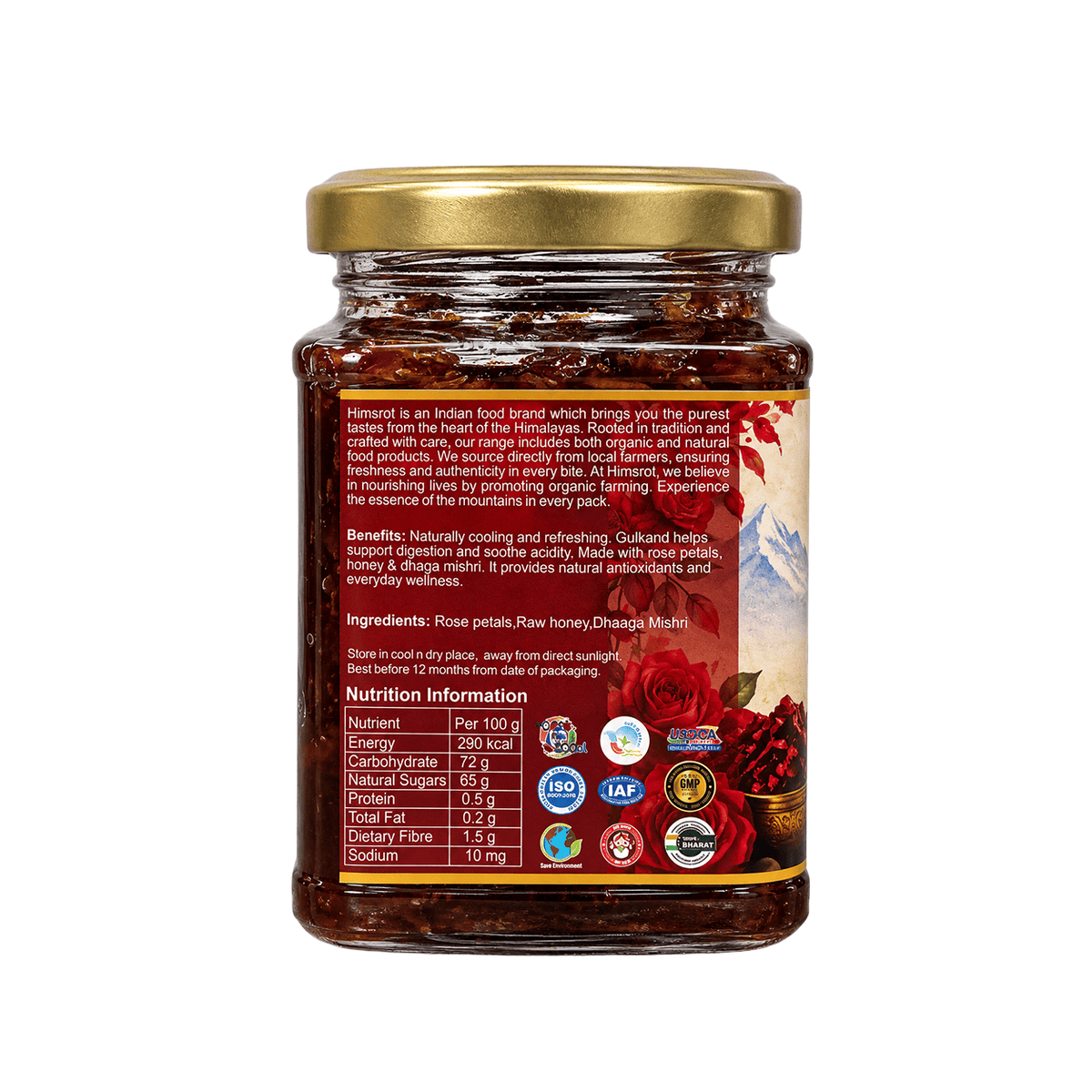 Himsrot Gulkand With Dhaaga Mishri & Honey | Pure, Natural & Himalayan | 300gm