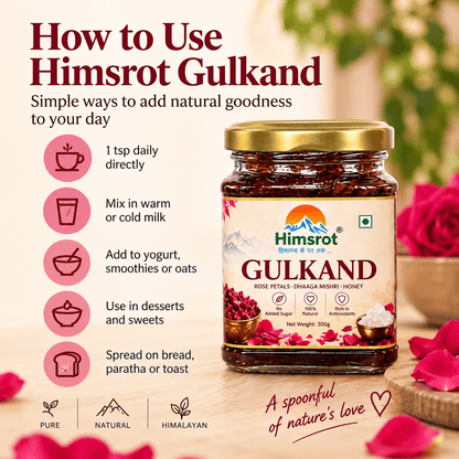 Himsrot Gulkand With Dhaaga Mishri & Honey | Pure, Natural & Himalayan | 300gm