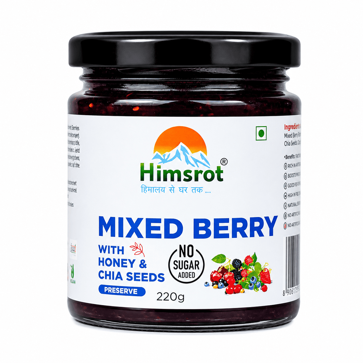 Himsrot Mixed Berry Preserve with Honey & Chia Seeds 250gm