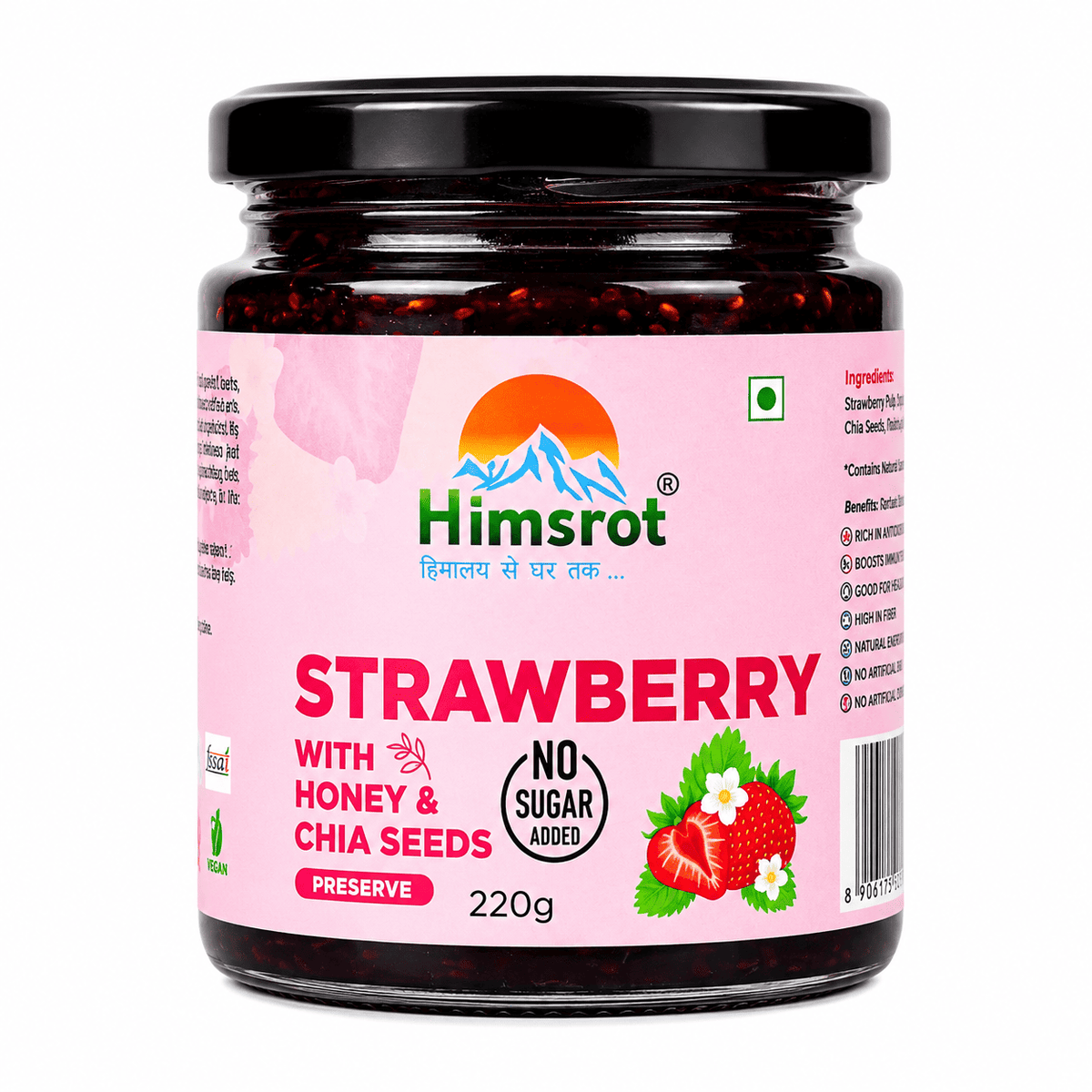 Himsrot Strawberry Preserve with Honey & Chia Seeds 220gm