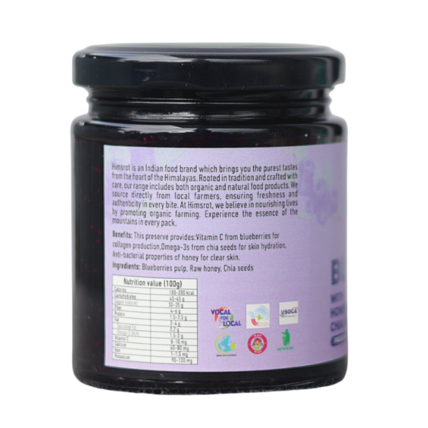 Himsrot Blueberry Preserve with Honey & Chia Seeds 220gm