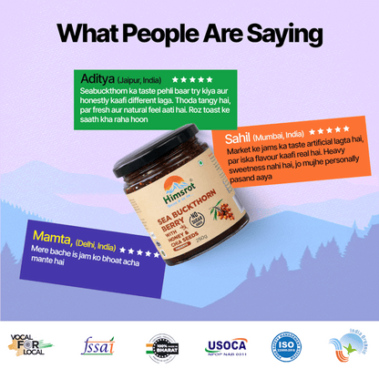 Himsrot Seabuckthorn Berry Jam (Preserve) With Honey & Chia Seeds | 250gm