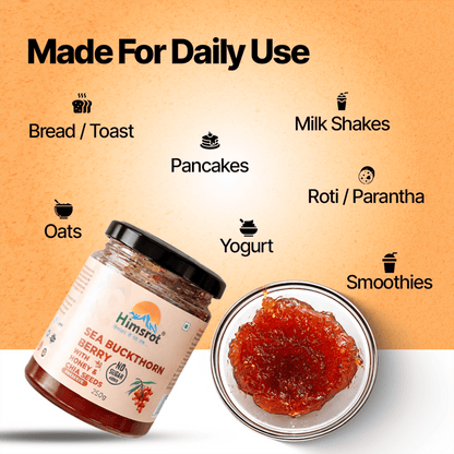 Himsrot Seabuckthorn Berry Jam (Preserve) With Honey & Chia Seeds | 250gm