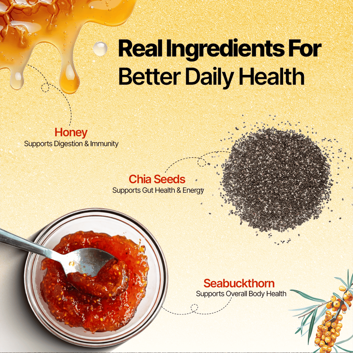 Himsrot Seabuckthorn Berry Jam (Preserve) With Honey & Chia Seeds | 250gm
